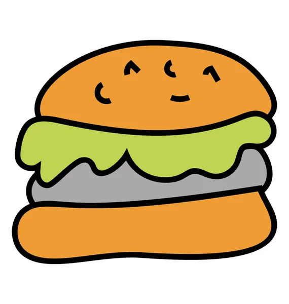 Fast food considerato elemento spazzatura, progettazione di hamburger doodle — Vettoriale Stock