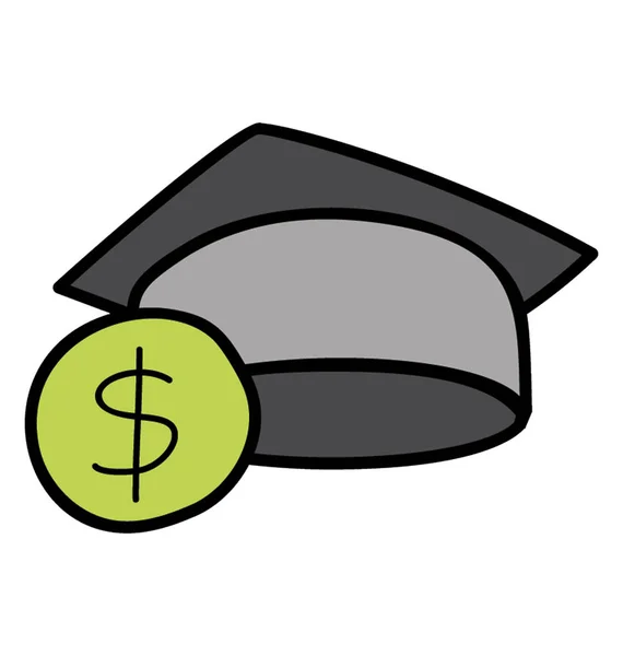 Mortarboard mit Dollar, Stipendiensymbol — Stockvektor