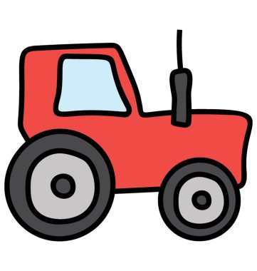 Doodle tasarımında traktör vektör simgesi