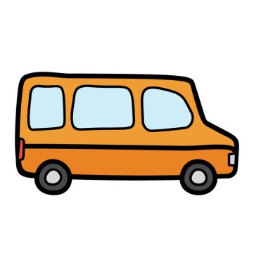 Doodle tasarımında Van vektör simgesi