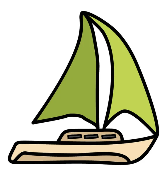 Ιστιοφόρο, εικονίδιο σκάφους στο σχέδιο doodle. — Διανυσματικό Αρχείο