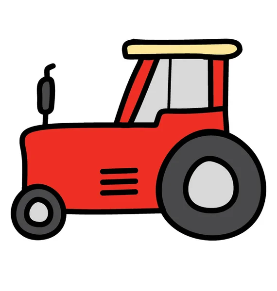 Tractor icono de vector en el diseño de garabatos — Vector de stock