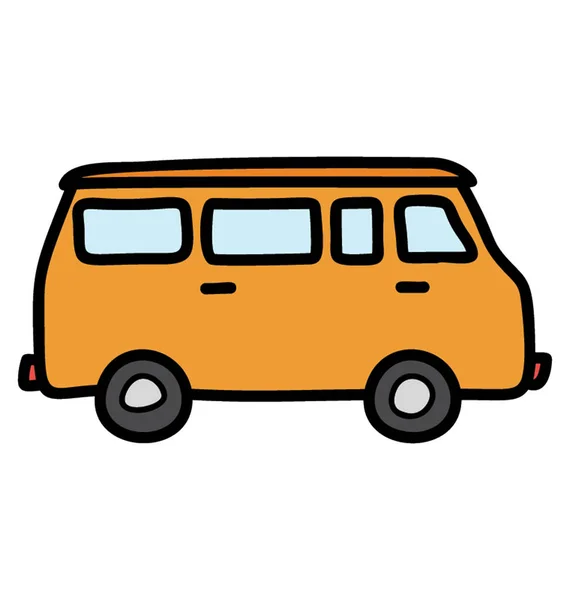 Icono de vector de bus en diseño doodle — Vector de stock