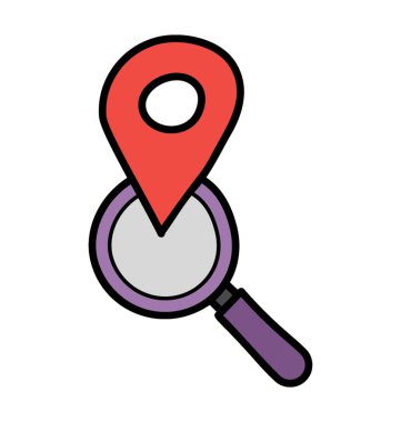 Konum işaretçisi ile büyüteç, arama konum simgesi