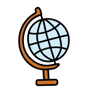 Beyaz arka planda yalıtılmış doodle tasarımında küre simgesi.