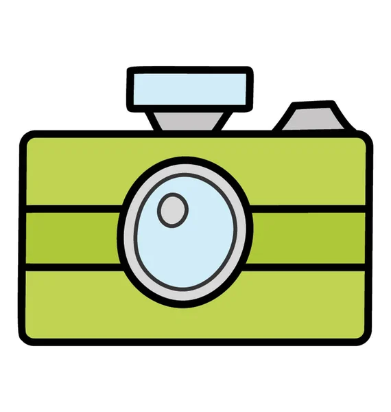 Cámara, icono del equipo fotográfico en diseño doodle . — Vector de stock