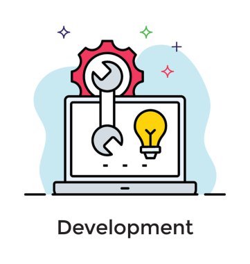 Düz tasarımda Web geliştirme simgesi.