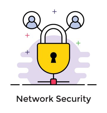 Ağ güvenliği simgesinin düz tasarımı.