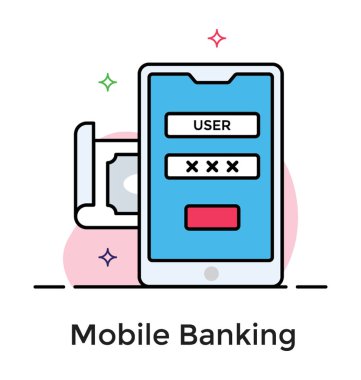 Düz simge tasarımında mobil bankacılık