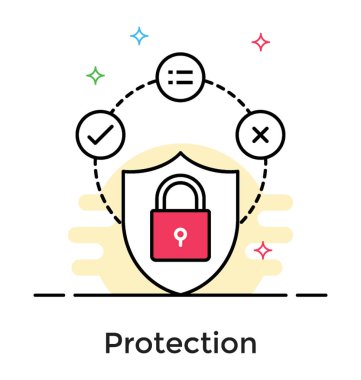 Siber güvenlik vektörü, düz simge