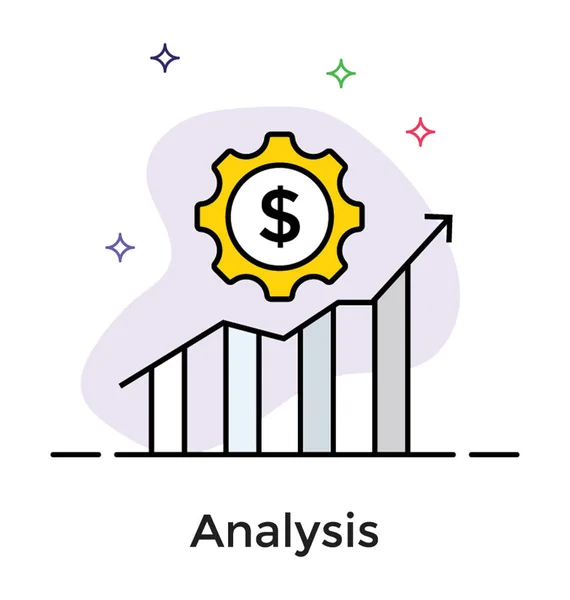 Icono de las estadísticas financieras, vector plano — Vector de stock