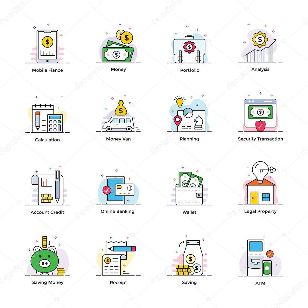 Banking And Finance Flat Icons