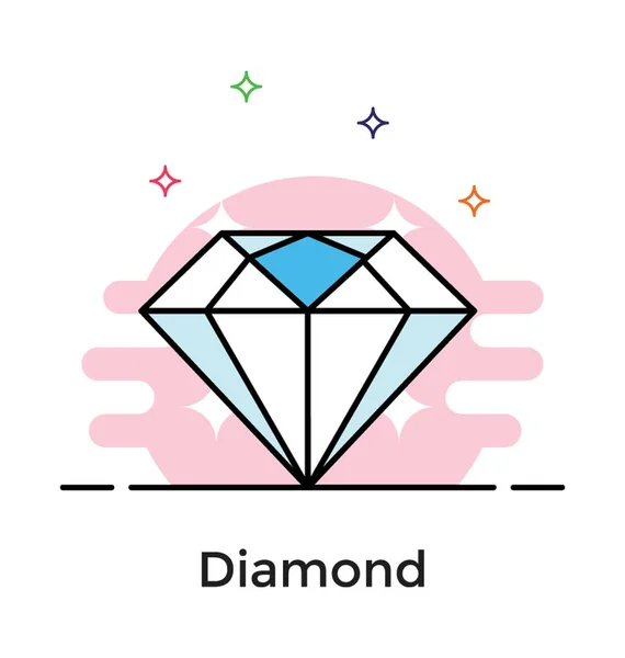 Platte pictogram van diamant — Stockvector