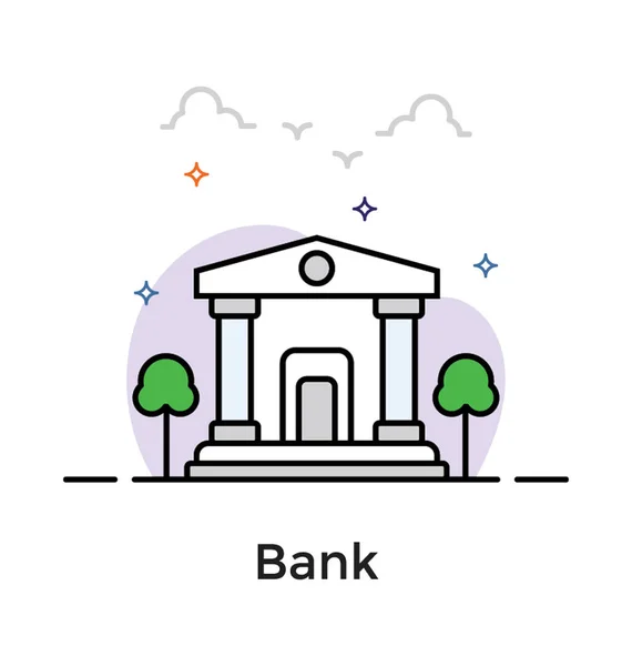 Projeto de ícone plano de banco — Vetor de Stock