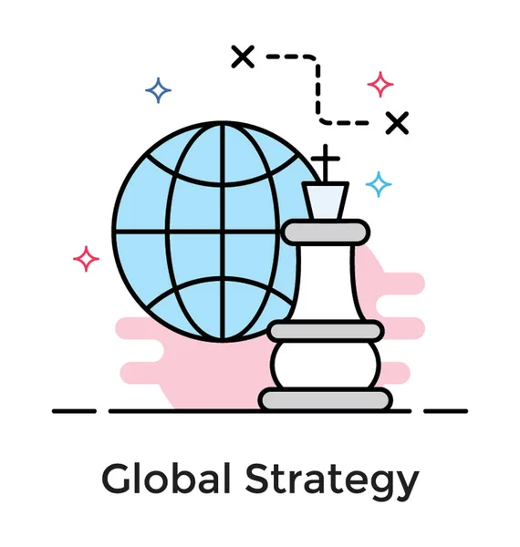 Płaska ikona projektowania globalnej strategii — Wektor stockowy