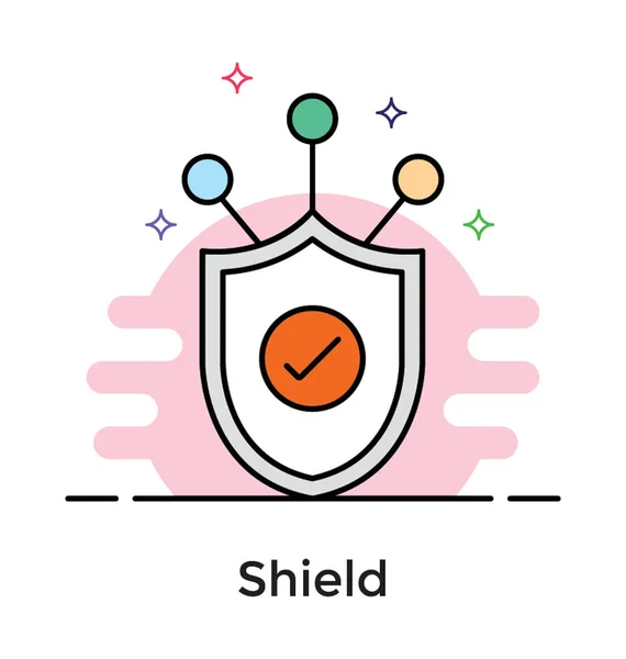 Flat icon of shield network — Stock Vector