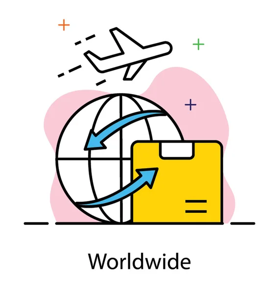 Plat icoon van wereldwijde levering — Stockvector