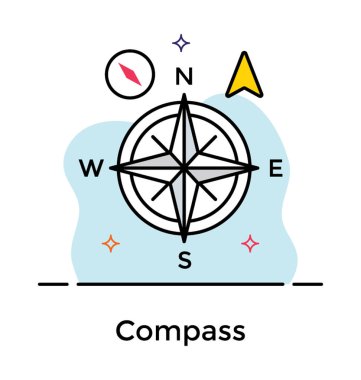 Pusula vektörü, düz simge