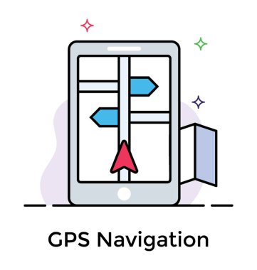 Gps navigasyon simgesi, düz vektör