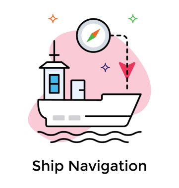 Gemi navigasyon simgesi, düz vektör