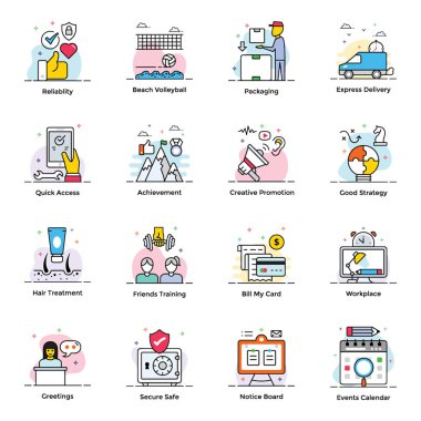 Onboarding Düz Simgeler Seti