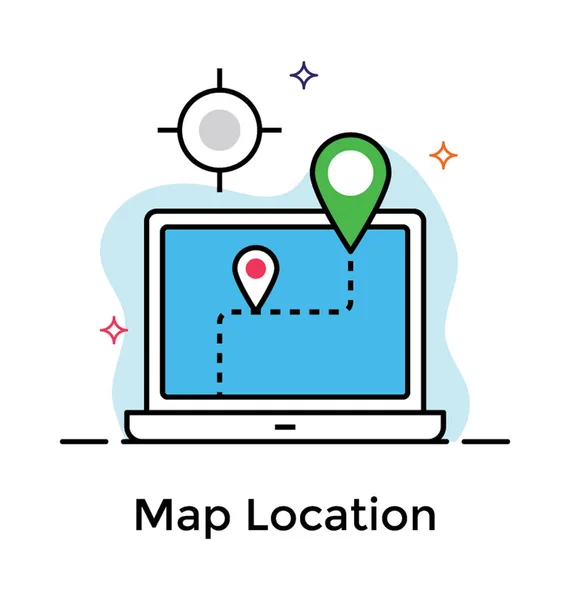 Icono de GPS en línea, vector plano — Vector de stock