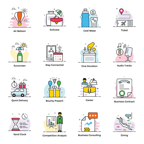 Onboarding Flat Icons Pack — Stock Vector