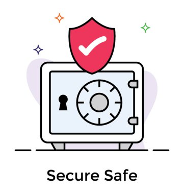 Güvenli dolap simgesi tasarımı, düz vektör