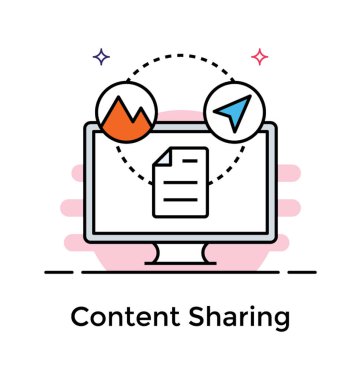 Düz tasarımda içerik paylaşımı simgesi.