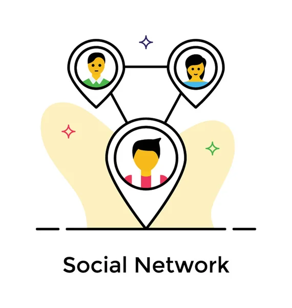 Flache Gestaltung des sozialen Netzwerks — Stockvektor