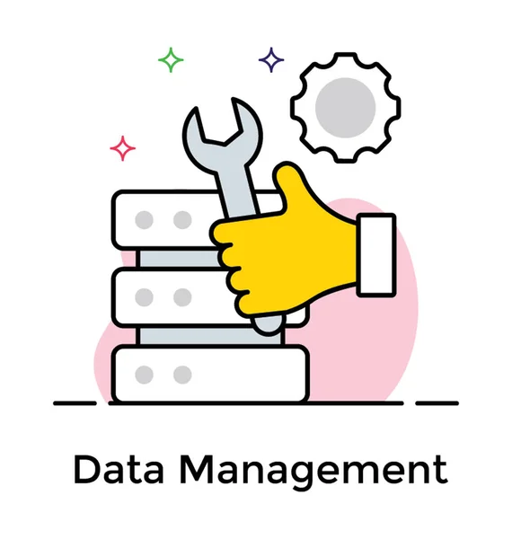 Datenmanagement-Ikone im flachen Design. — Stockvektor