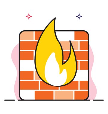 Güvenlik duvarı simgesinin düz tasarımı.