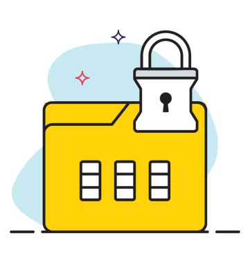 Klasör güvenlik simgesinin düz vektör tasarımı.