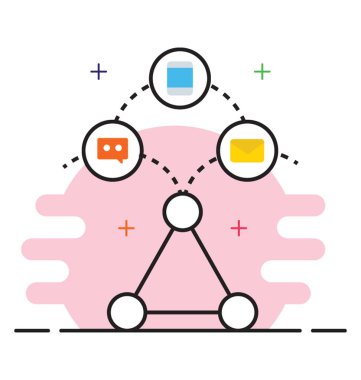 Paylaşılan ağın düz vektör tasarımı.