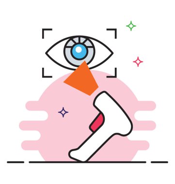 Retina tarayıcı simgesinin düz tasarımı.