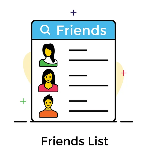 Flat design of friend list icon. — Stock Vector