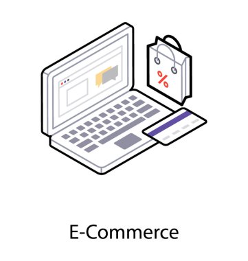 E ticaret kavramı beyaz arka plan, isometrik vektör izole