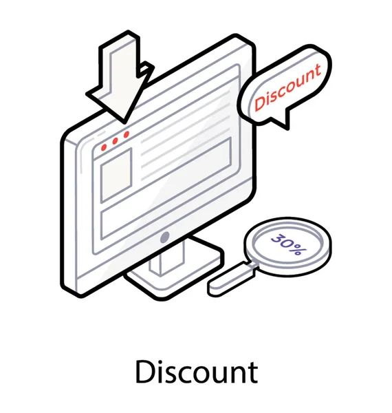 Online discount in isometric design — Stock Vector