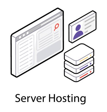 Sunucu barındırma nın isometrik simgesi