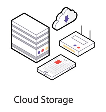 Bulut kavramı, bulut depolamanın isometrik simgesi