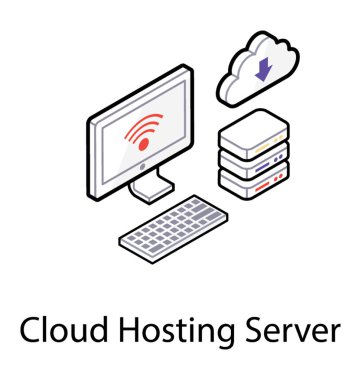 Bulut ağı, izometrik simge tasarımı