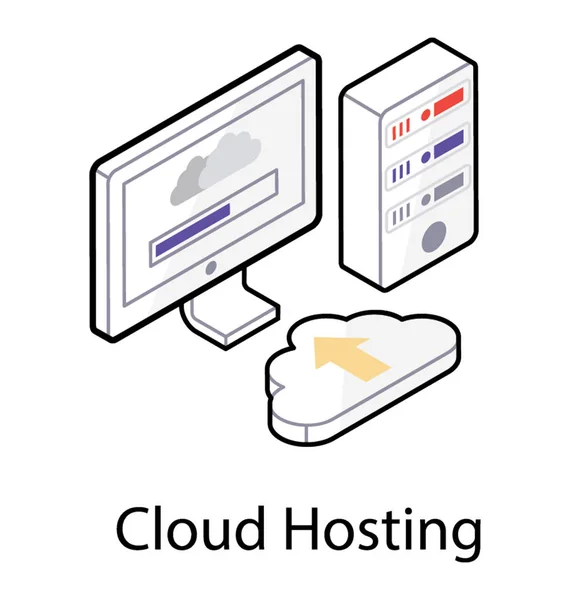 Chmura hosting w ikonę izometryczną — Wektor stockowy