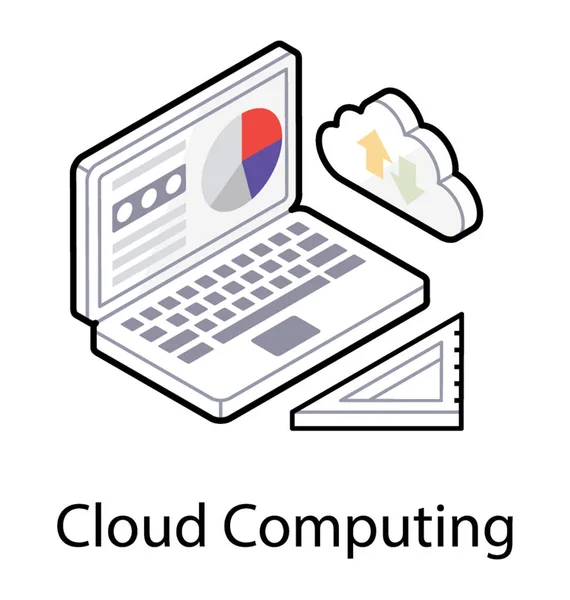 Cloud computing dans la conception d'icônes isométriques — Image vectorielle