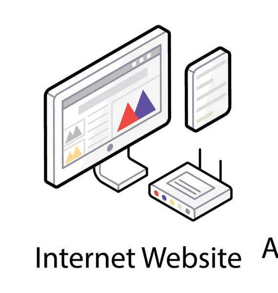 Koncepcja sieci Web, analityka internetowa w ikonę izometryczną — Wektor stockowy