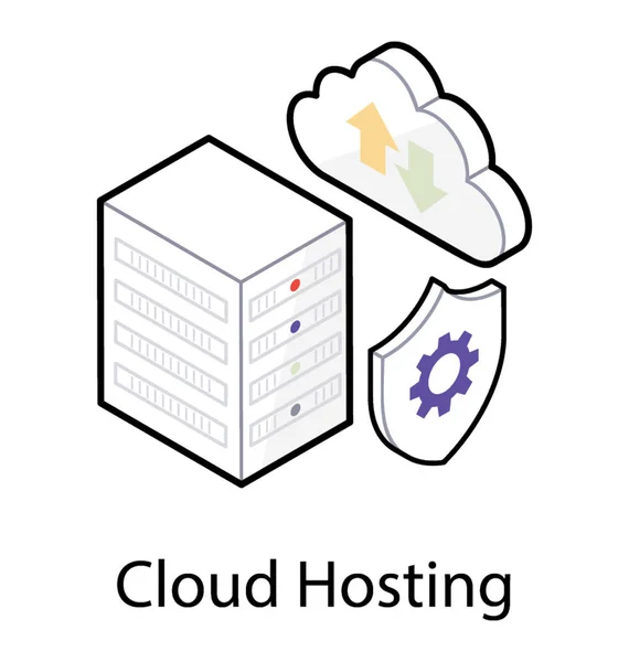 Icona isometrica del cloud hosting — Vettoriale Stock