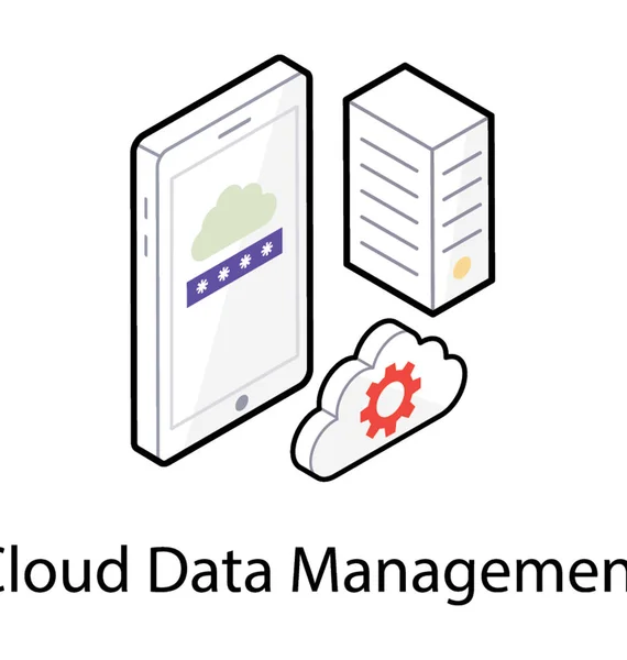 Cloud-Datenmanagement, isometrisches Icon-Design — Stockvektor