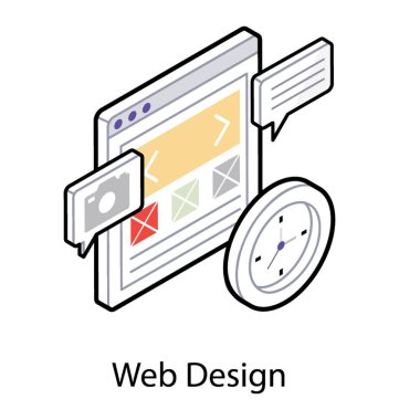 Web tasarım simgesinin isometrik tasarımı.