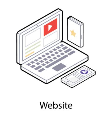 Video sitesi video simgesi, izometrik tasarım.