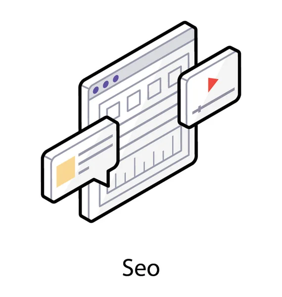 Design vetorial isométrico do ícone de vídeo seo . — Vetor de Stock