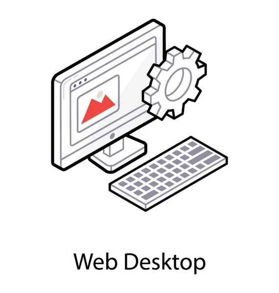 Ícone de desktop da Web em design isométrico . — Vetor de Stock